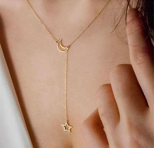 Korean Moon & Star Minimal Necklace