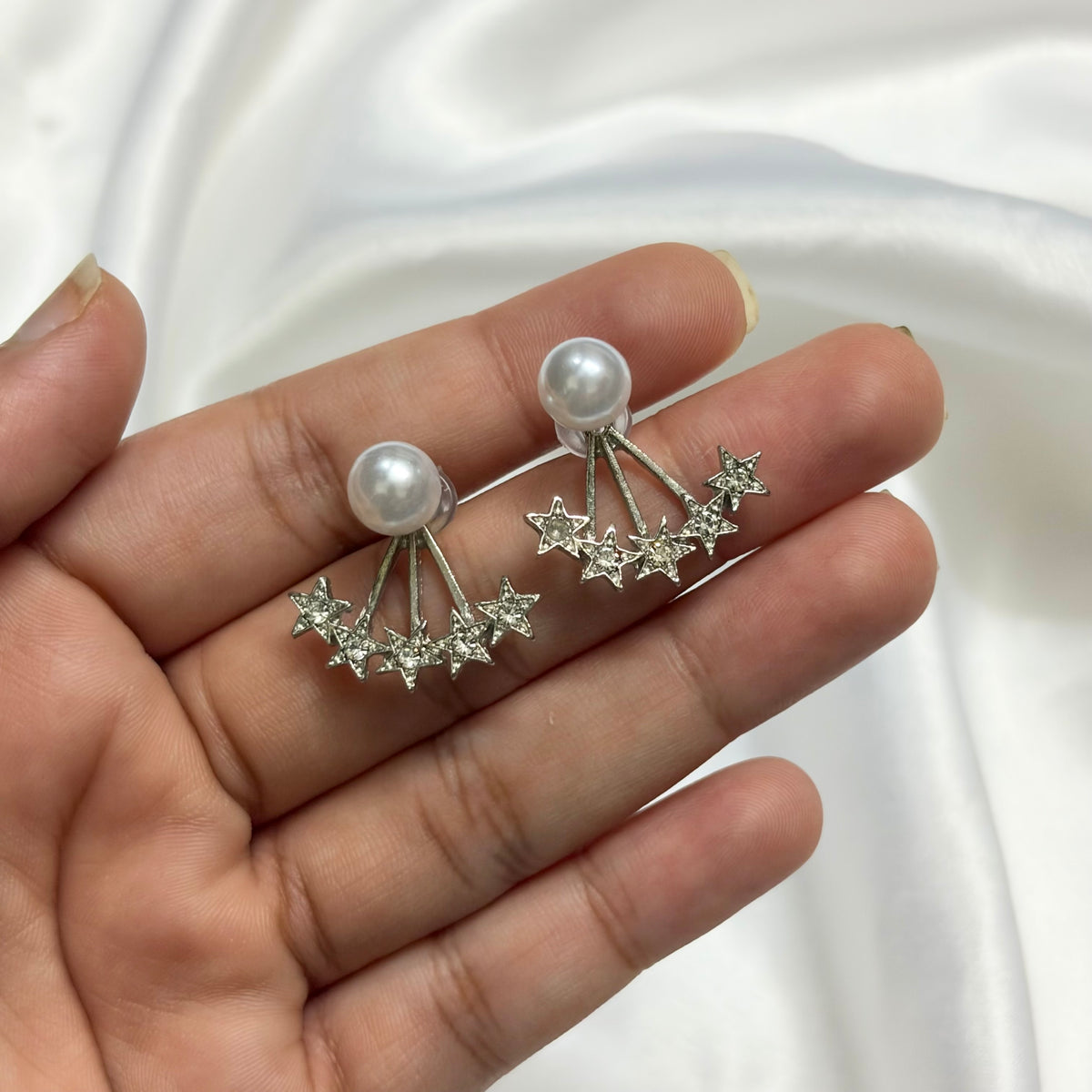 Silver Starburst Stud Korean Earrings