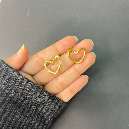 Gold Plated Anti Tarnish Stainless Steel Heart Themed Stud Earrings