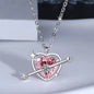 Pinteresty Silver Plated American Diamond Studded Pink Heart Pendant