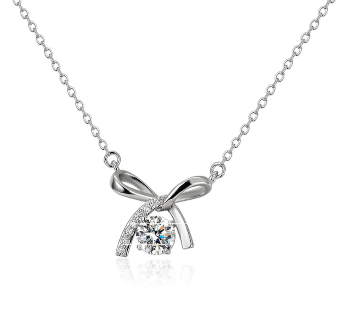 Anti Tarnish Silver Plated Crystal Studded Necklace
