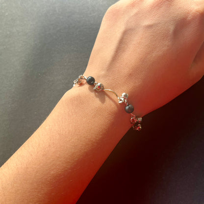 Silver & Black Adjustable Bracelet Ain Wear - Where Elegance Meets Modernity!