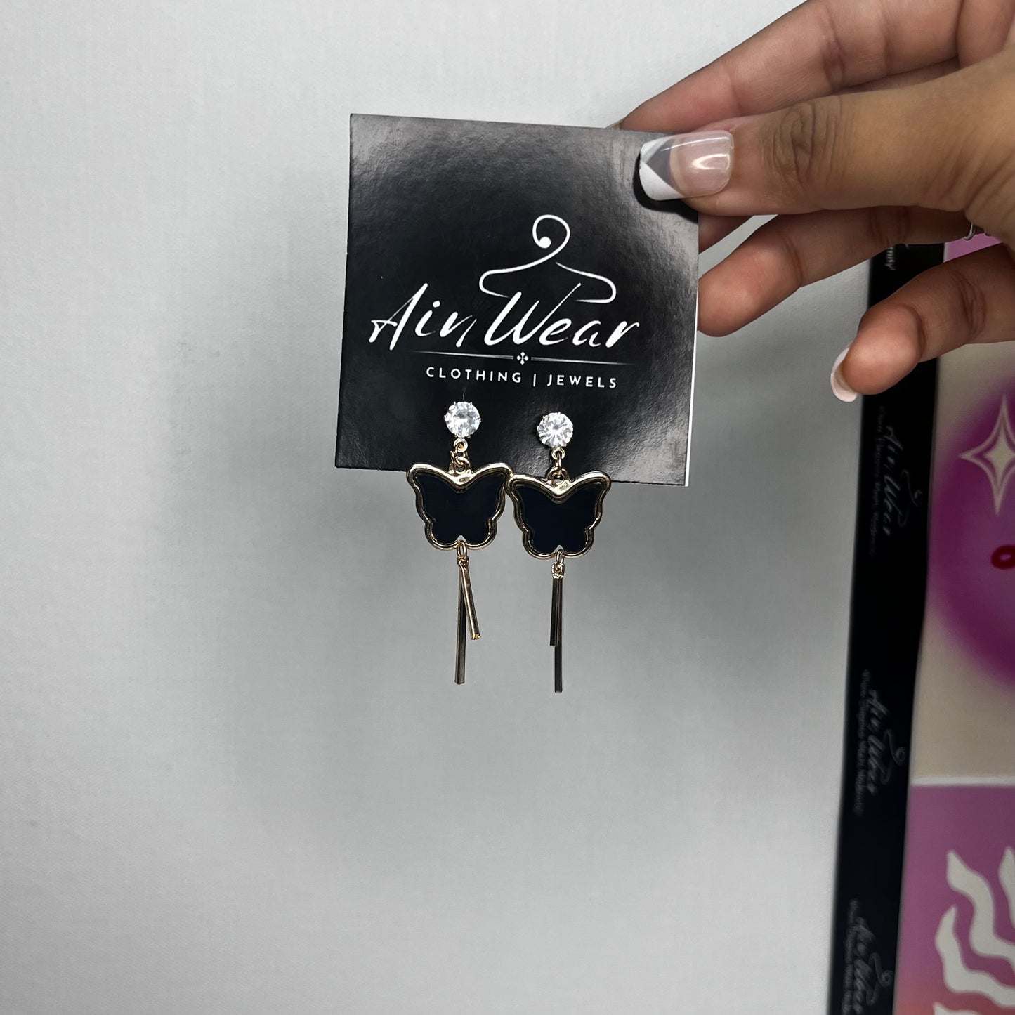 Crystal Butterfly Drop Earrings