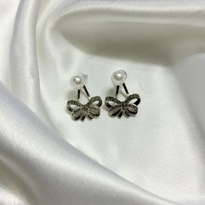 Pearl Bow Korean Earrings
