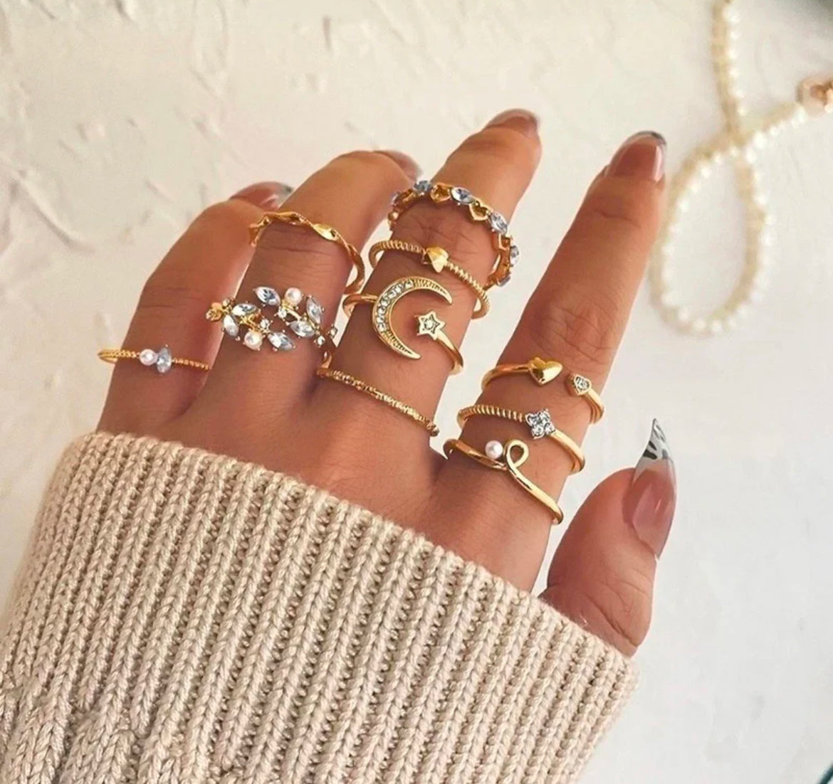Moon Stackable Set Of 10 Rings