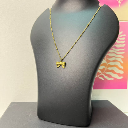 Gold Plated Stainless Steel Anti Tarnish Bow Themed Pendant