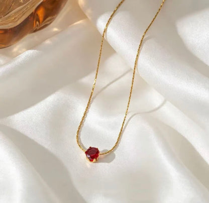 Viral Anti Tarnish Solitaire Red Necklace