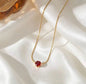 Viral Anti Tarnish Solitaire Red Necklace