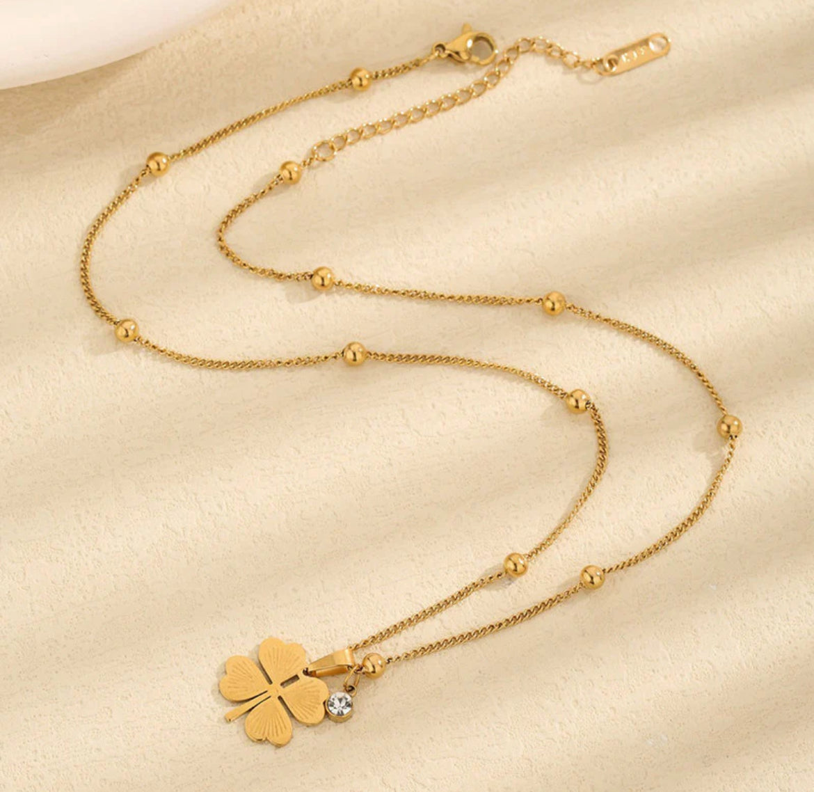 Gold Plated Stainless Steel Anti Tarnish Clover Themed Pendant