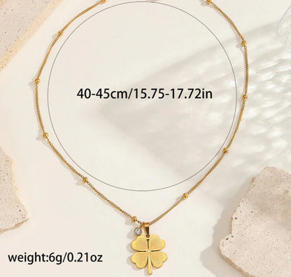 Gold Plated Stainless Steel Anti Tarnish Clover Themed Pendant