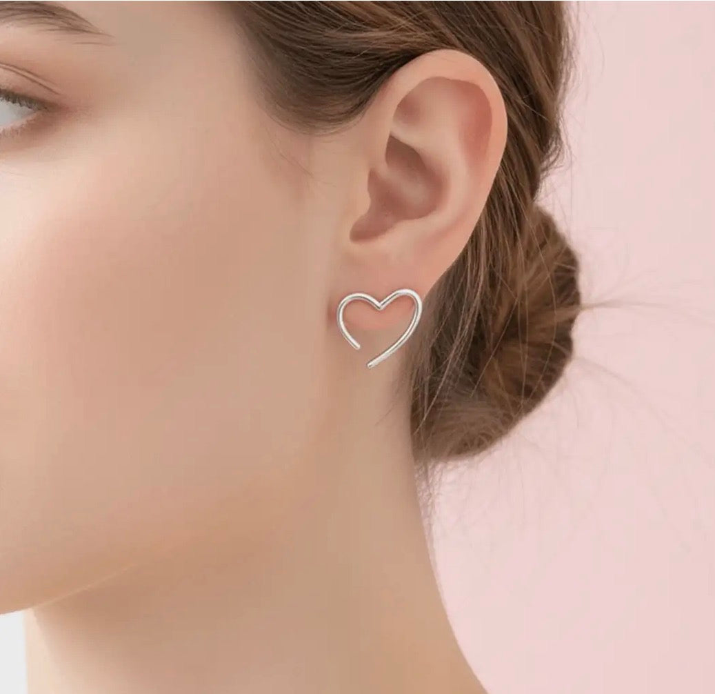 Minimal Silver Heart Earrings