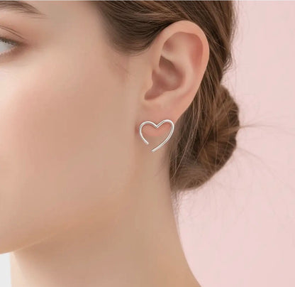 Minimal Silver Heart Earrings