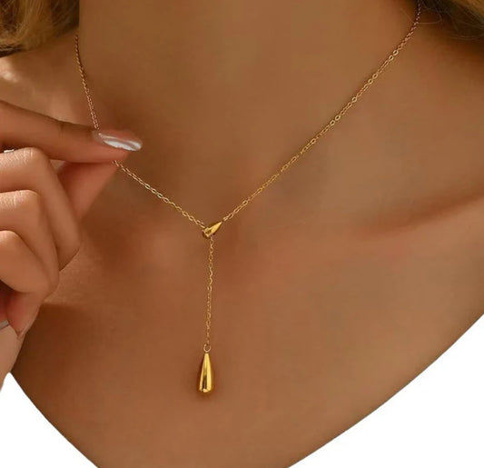 Viral Gold Plated Stainless Steel Anti Tarnish Teardrop Pendant