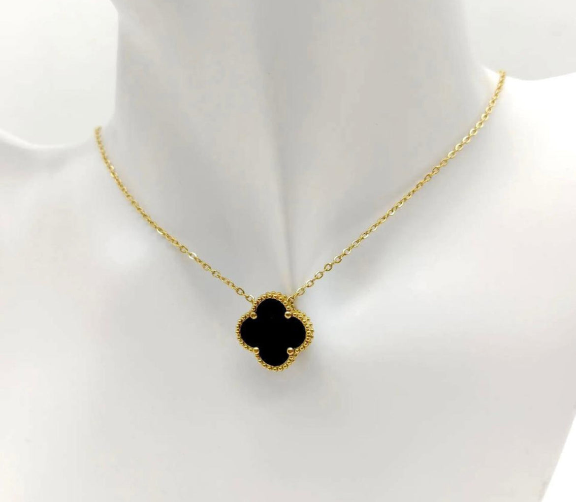 Viral Black Clover Gold Plated Anti Tarnish Necklace
