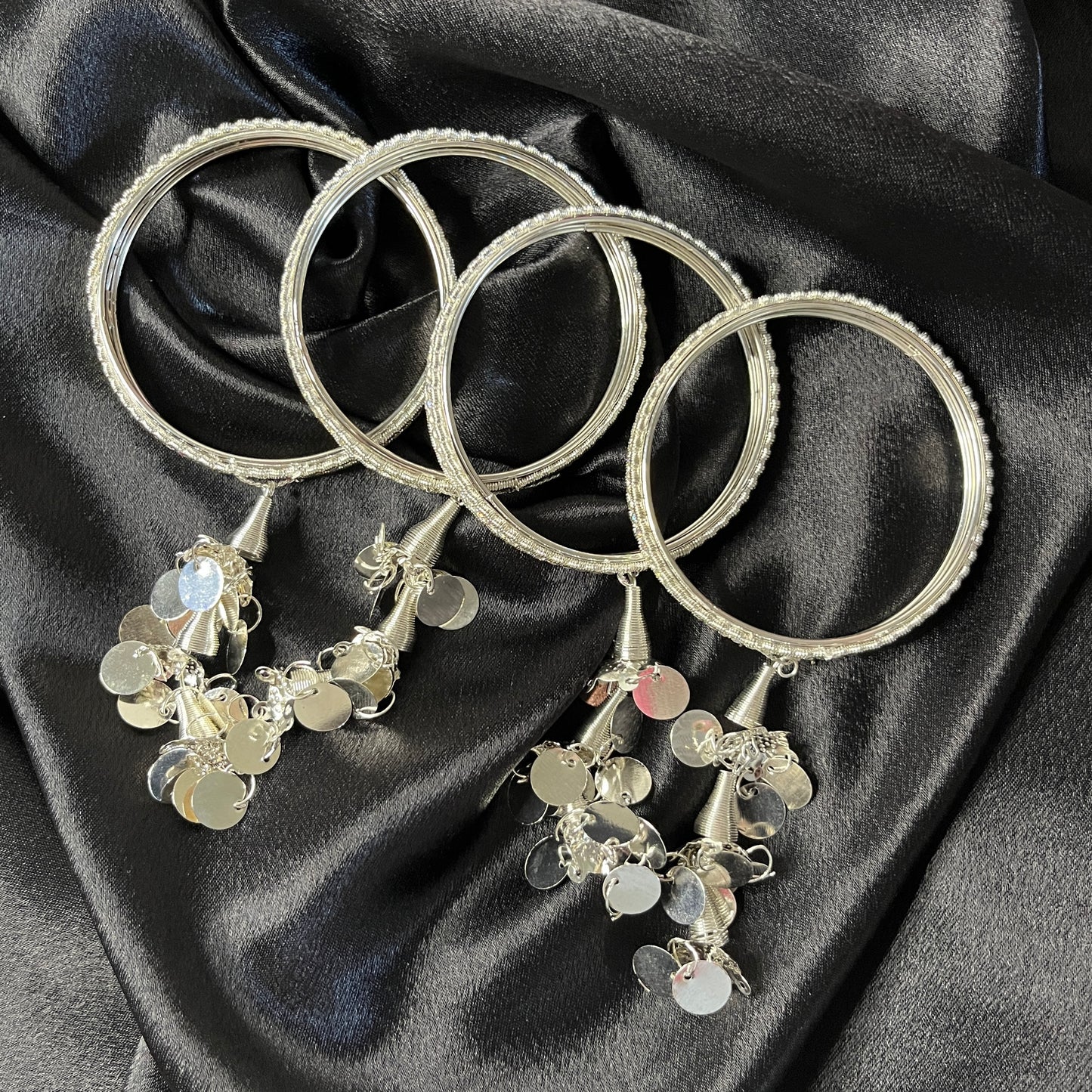 Silver Bangles With Latkan
