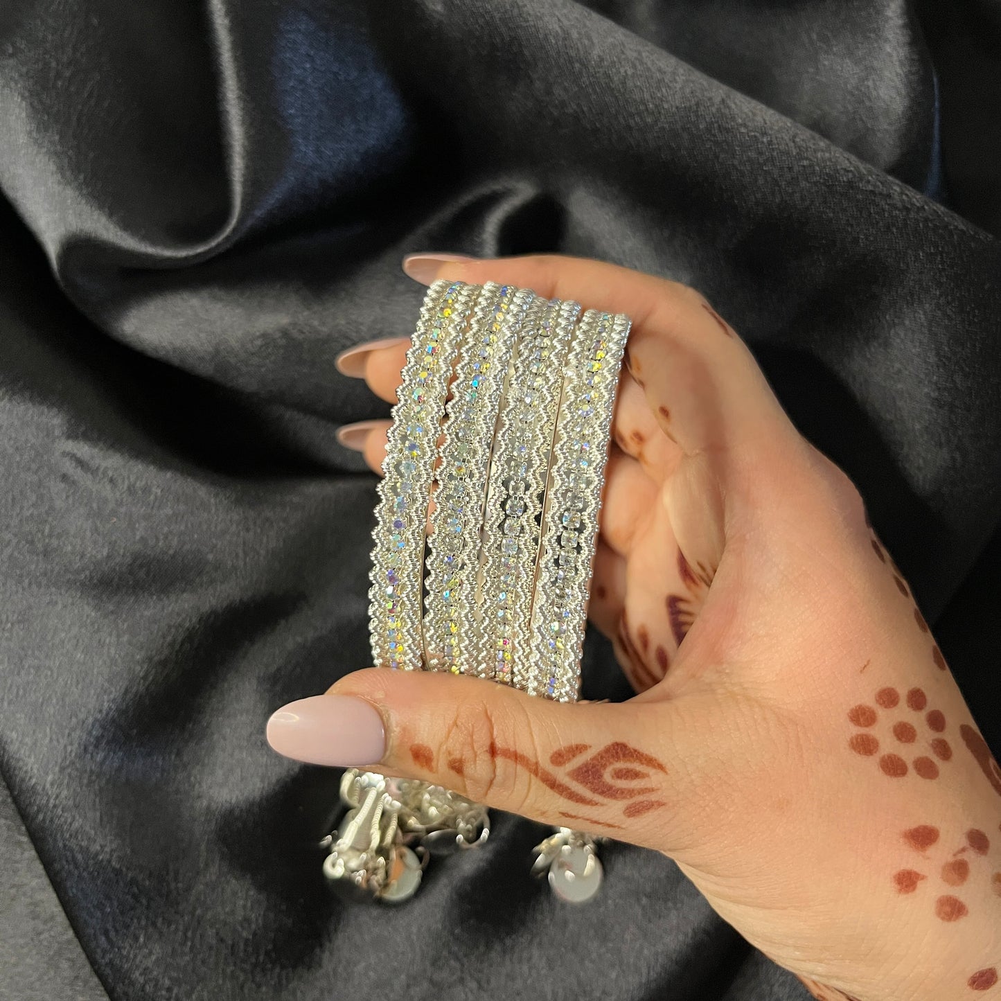 Silver Bangles With Latkan