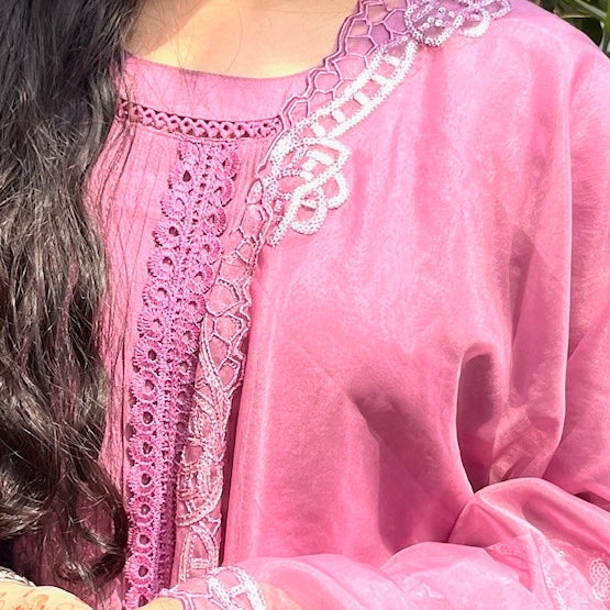 Noor Pink Embroidered Cut Work Suit