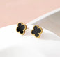 Viral Anti Tarnish Black Clover Earrings