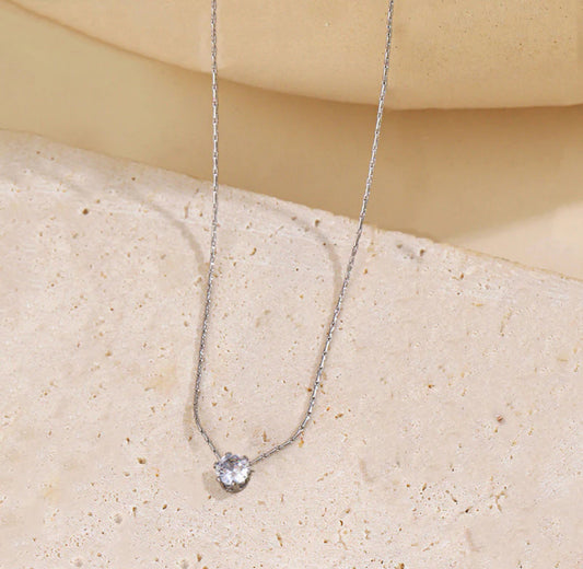 Viral Silver Plated Stainless Steel Anti Tarnish Stone Studded Pendant