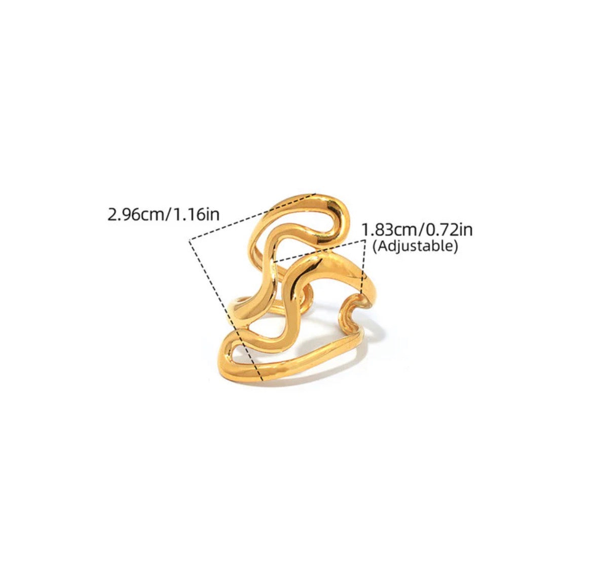 Anti Tarnish Gold Plated Irregular Contemporary Ring