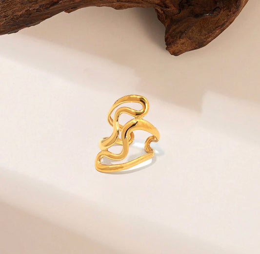 Anti Tarnish Gold Plated Irregular Contemporary Ring