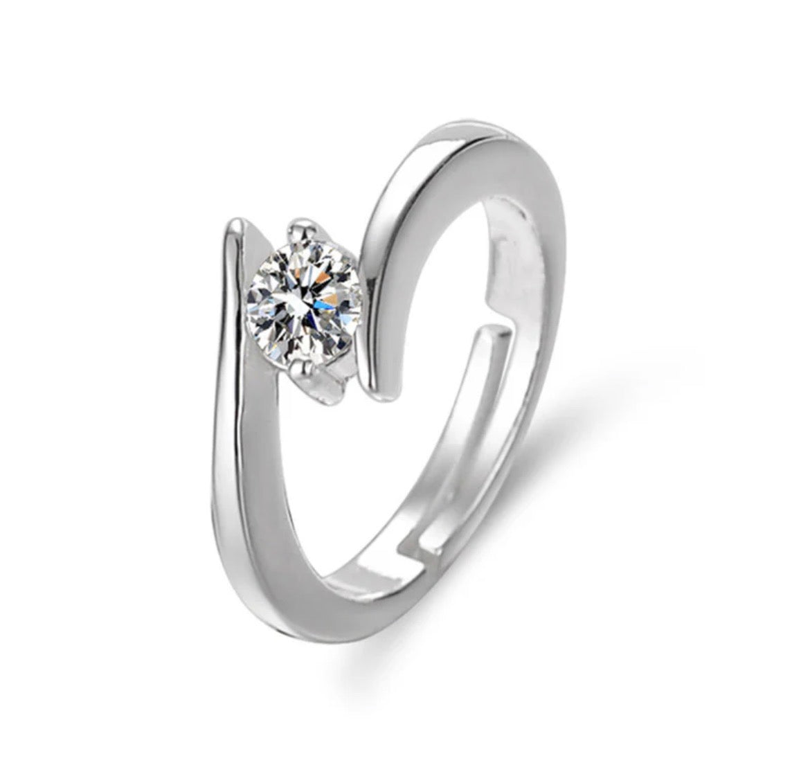 Anti Tarnish Silver Plated Crystal Studded Adjustable Finger Ring
