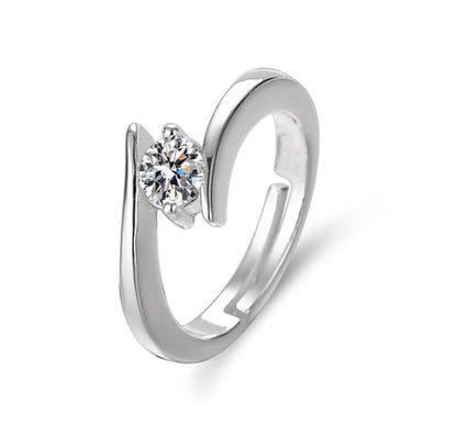 Anti Tarnish Silver Plated Crystal Studded Adjustable Finger Ring