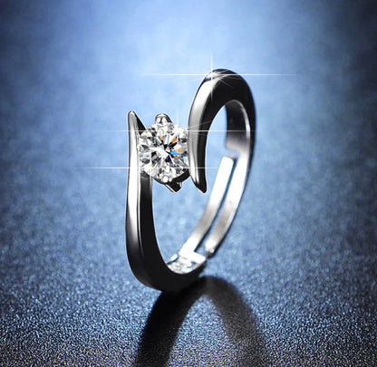Anti Tarnish Silver Plated Crystal Studded Adjustable Finger Ring
