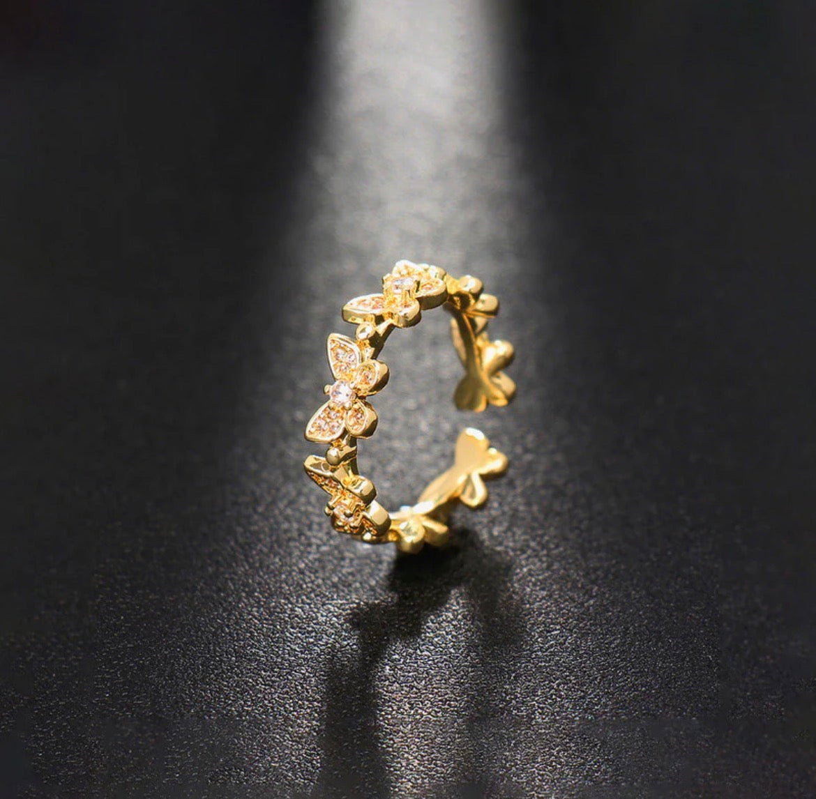 Viral Gold Plated Anti Tarnish Butterfly Themed Adjustable Finger Ring