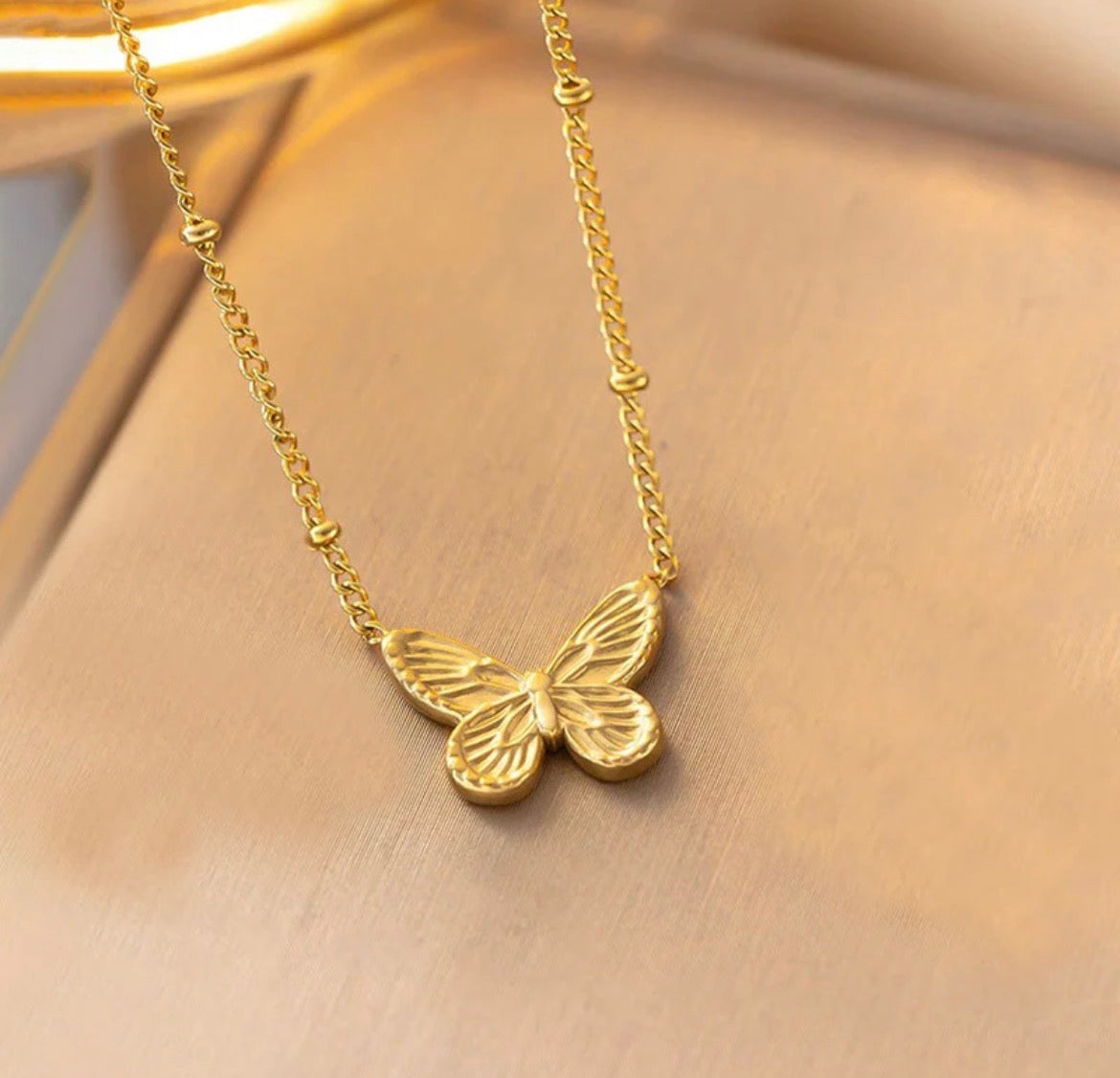 Anti Tarnish Gold Plated Butterfly Themed Pendant