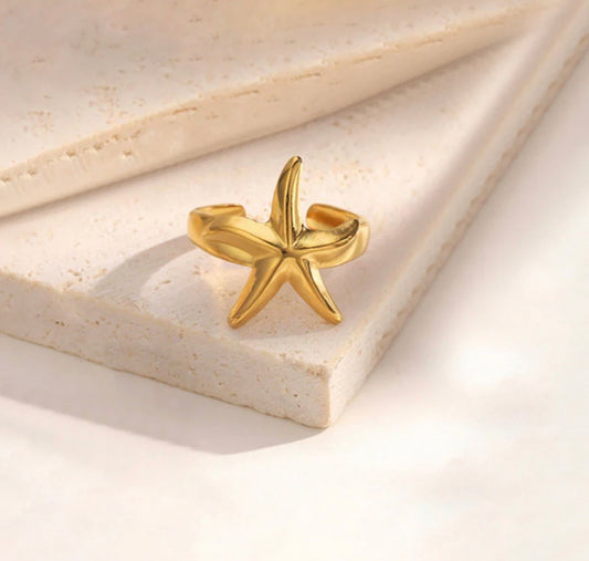 Viral Gold-Plated Anti Tarnish Star Themed Adjustable Ring