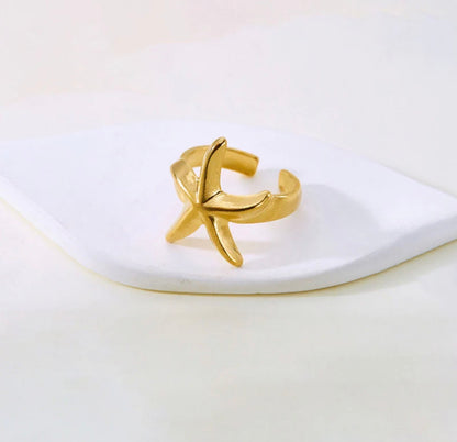 Viral Gold-Plated Anti Tarnish Star Themed Adjustable Ring