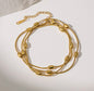 Gold Plated Anti Tarnish Stainless Steel Triple Strand Necklace Wraparound Bracelet cum Necklace