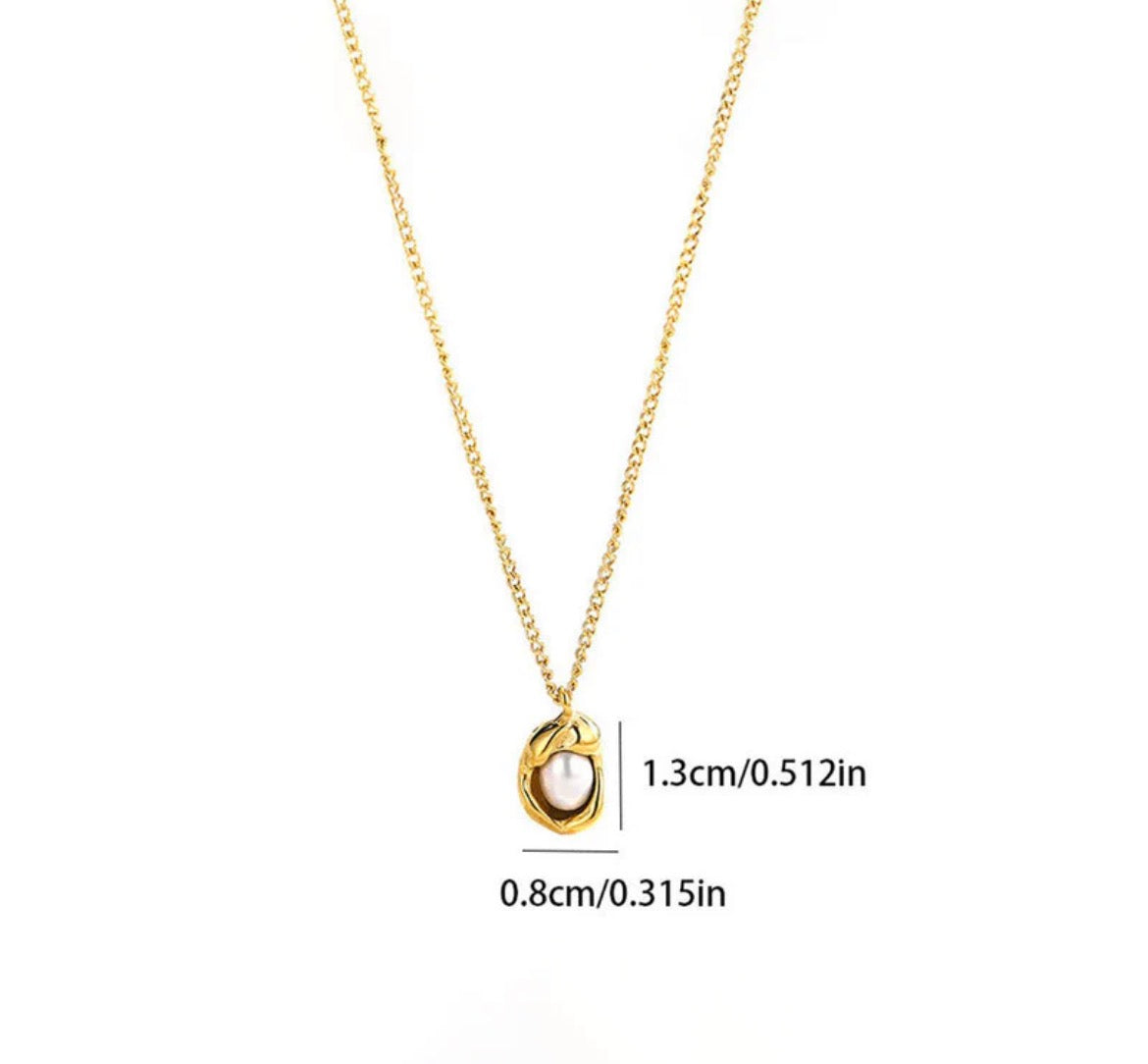 Viral Gold Plated Stainless Steel Anti Tarnish Pearl Studded Pendant