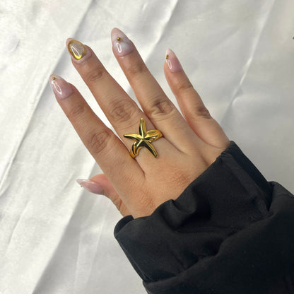 Viral Gold-Plated Anti Tarnish Star Themed Adjustable Ring