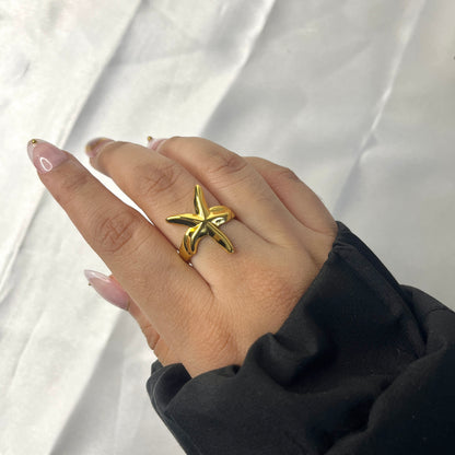 Viral Gold-Plated Anti Tarnish Star Themed Adjustable Ring
