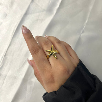 Viral Gold-Plated Anti Tarnish Star Themed Adjustable Ring