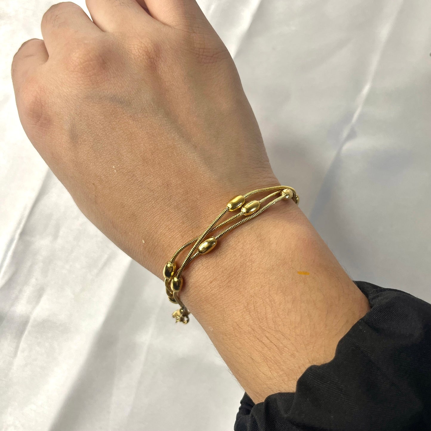 Gold Plated Anti Tarnish Stainless Steel Triple Strand Necklace Wraparound Bracelet cum Necklace
