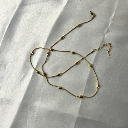 Gold Plated Anti Tarnish Stainless Steel Triple Strand Necklace Wraparound Bracelet cum Necklace
