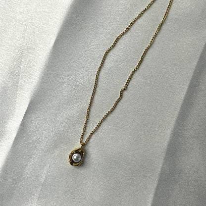 Viral Gold Plated Stainless Steel Anti Tarnish Pearl Studded Pendant
