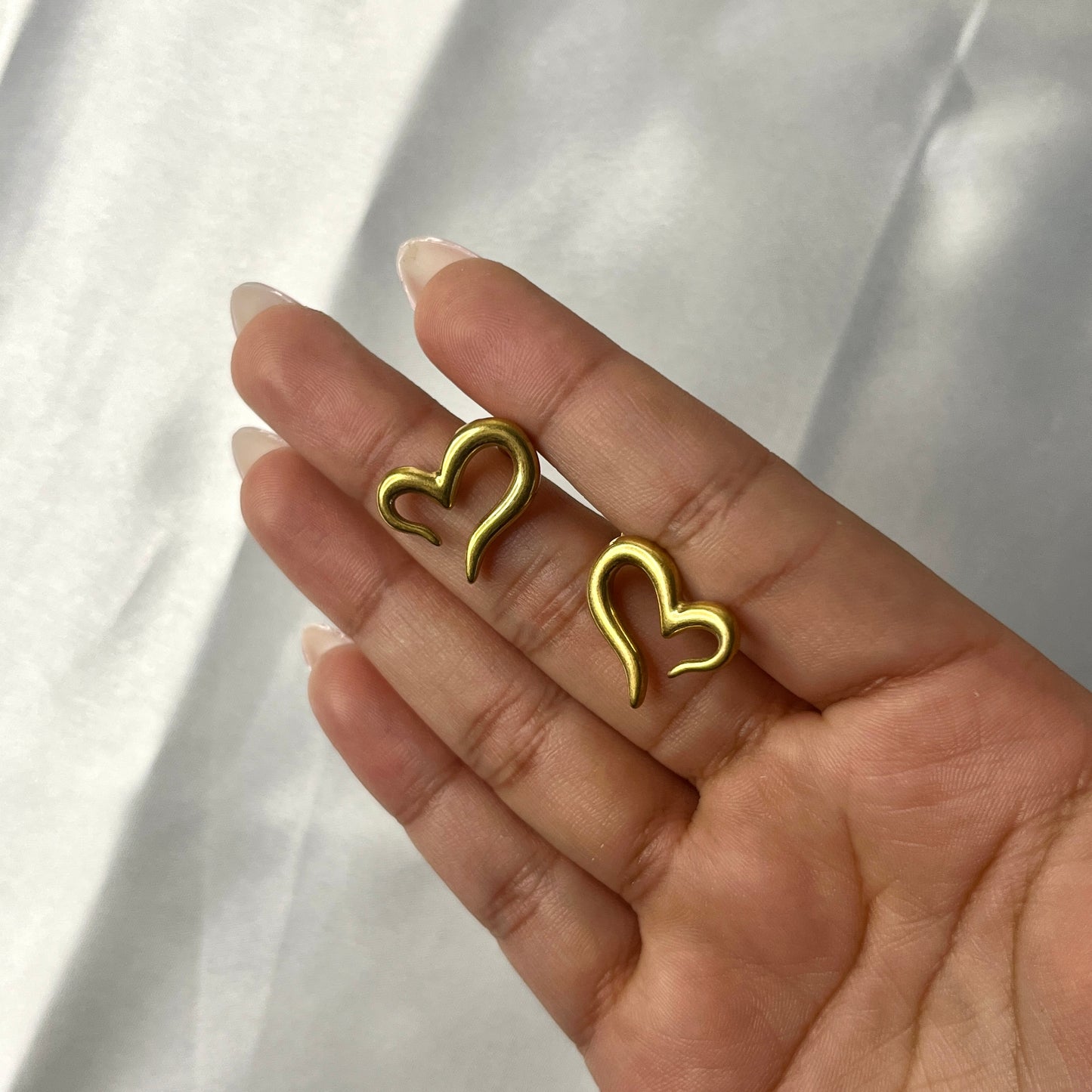 Anti Tarnish Gold Plated Heart Themed Stud Earrings