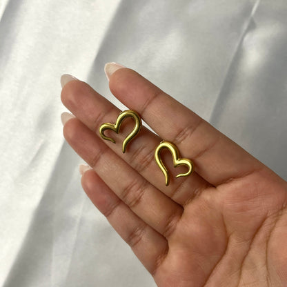 Anti Tarnish Gold Plated Heart Themed Stud Earrings