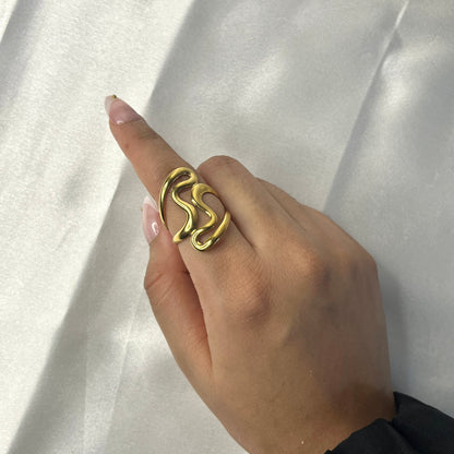 Anti Tarnish Gold Plated Irregular Contemporary Ring