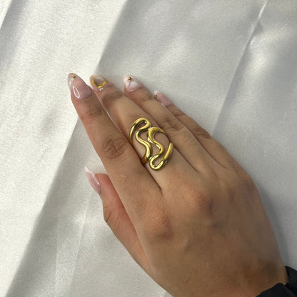 Anti Tarnish Gold Plated Irregular Contemporary Ring