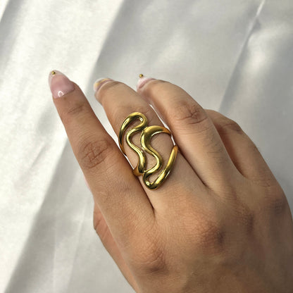 Anti Tarnish Gold Plated Irregular Contemporary Ring