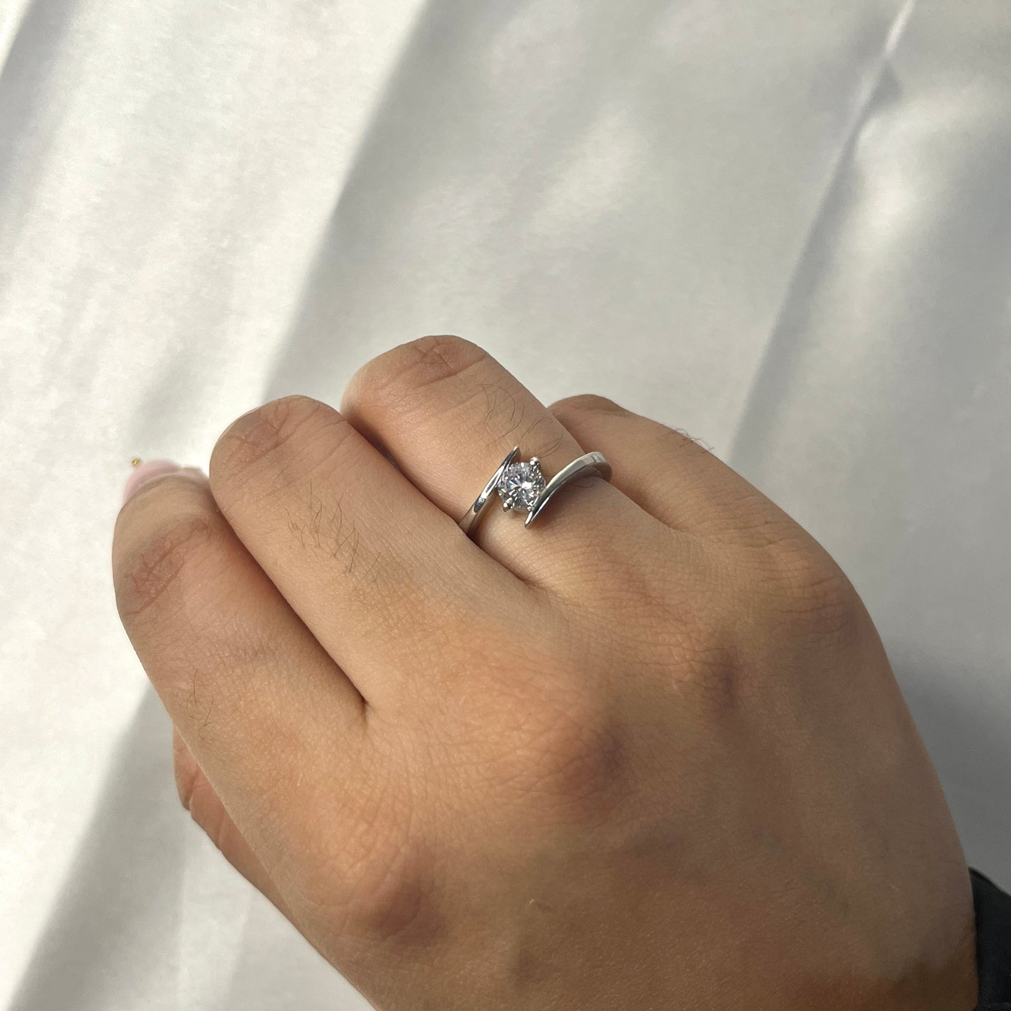 Anti Tarnish Silver Plated Crystal Studded Adjustable Finger Ring