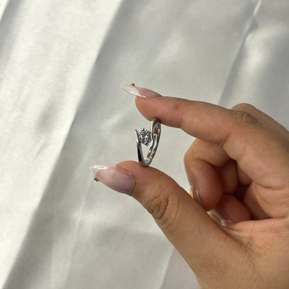 Anti Tarnish Silver Plated Crystal Studded Adjustable Finger Ring