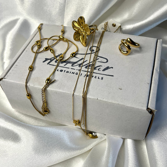 Ain Wear’s Mystery Jewelry Gift Box – Anti-Tarnish Necklace, Rings & Earrings Combo | Perfect Gift for Her