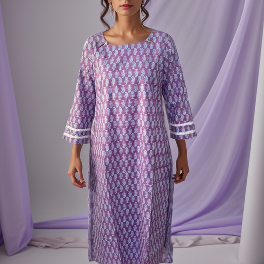 Purple Cotton Kurti Ain Wear - Where Elegance Meets Modernity!