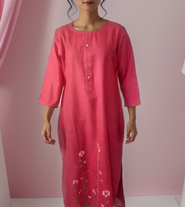 Long Embroidery Work Cotton Kurti Ain Wear - Where Elegance Meets Modernity!